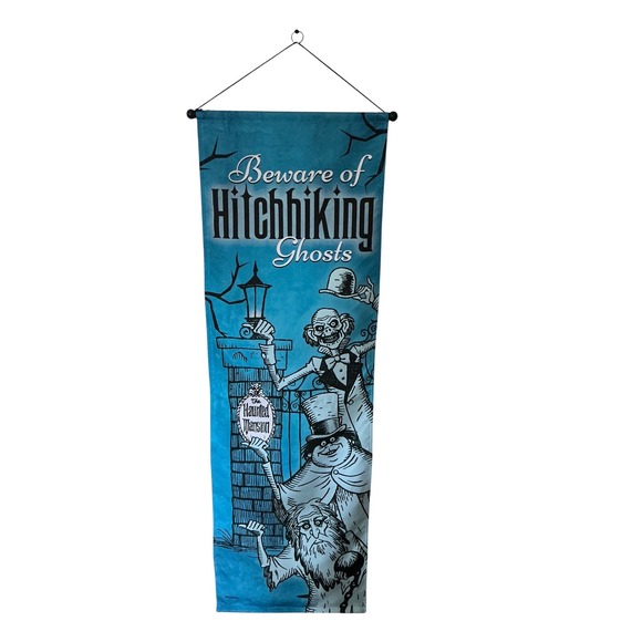Disney Other - 2023 Disney Haunted Mansion Beware of Hitchhiking Ghosts Banner Hanging Decor